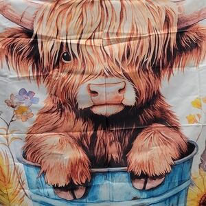 Highland Cow In Blue Bucket Shower Curtain with Plastic Shower Curtain Rings